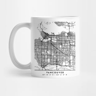 VANCOUVER CANADA BLACK CITY STREET MAP ART Mug